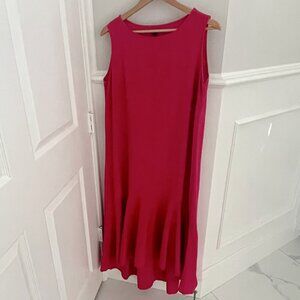 Flattering Cherry Red Drop Waist Midi Dress